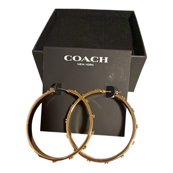 ✨ Authentic Coach Gold Tone Hoop Earrings ✨ - Picture 2 of 9